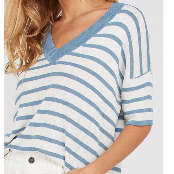 SOLD OUT🆕Mauve striped v-neck pullover - Picture 3 of 6